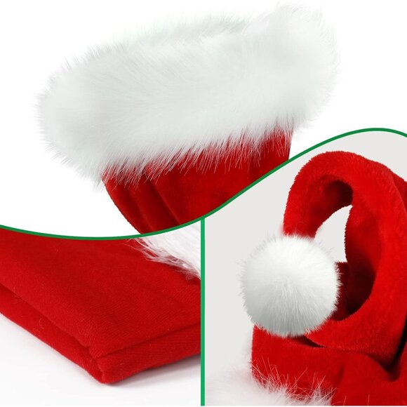 Luxurious Red Velvet Santa Hat for Adults - Extra Thick & Versatile Holiday Wear - Picture 2 of 7